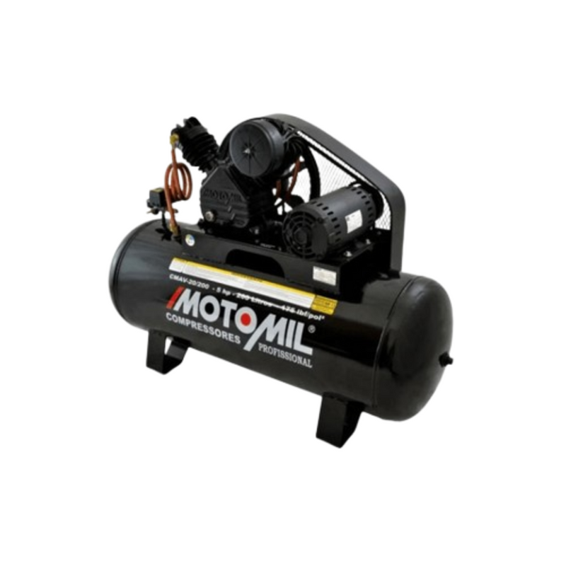 COMPRESSOR DE AR INDUSTRIAL 5HP 20P/200L TRIFÁSICO MOTOMIL